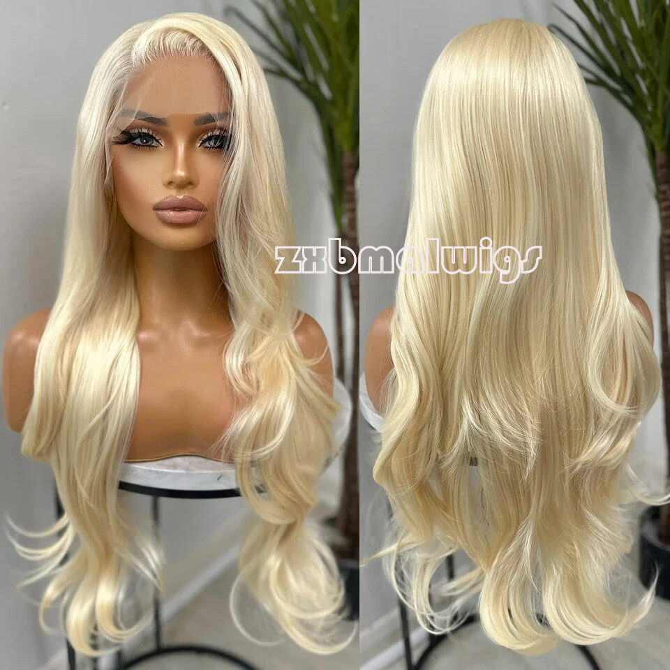 613 Blonde Body Wave Lace Front Wig - Peluca de cabello sintético 613, color