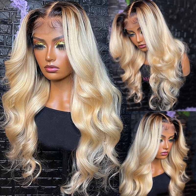 613 Blonde Body Wave Lace Front Wig - 1B 613 Peluca de cabello humano
