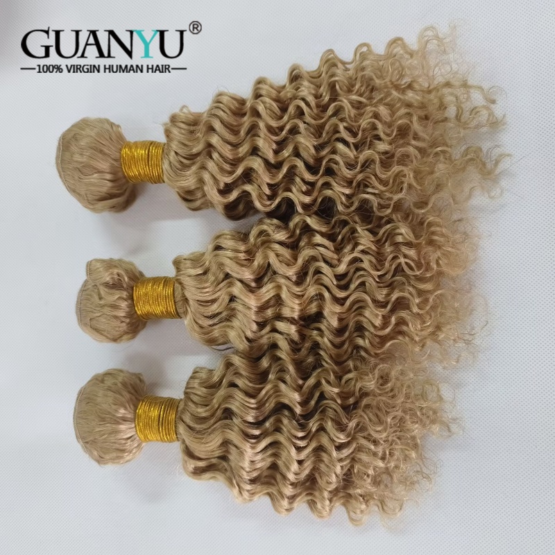 Deep Wave 3 Bundles With Closure - # Mechones de cabello de color