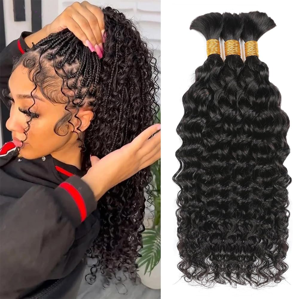 Cabello Humano Ondulado para T - Water Wave Bulk Human Hair For Braiding reseña y precio