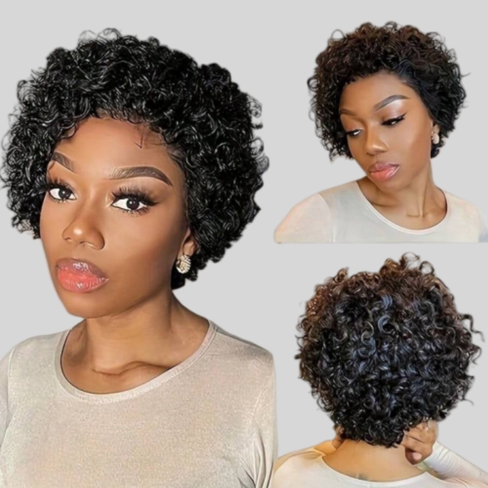 Peluca rizada de corte Pixie,  - Short Pixie Cut Wig Human Hair Cheap reseña y precio