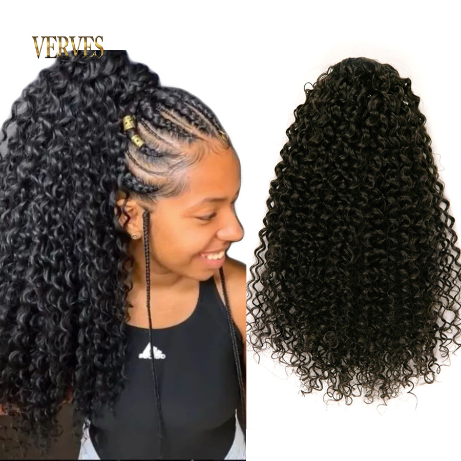 VERVES-coleta sintética con co - Drawstring Afro Curly Puff Ponytail reseña y precio