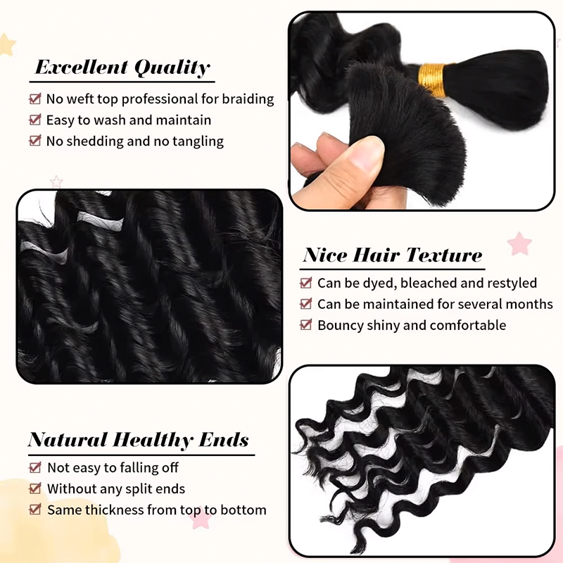 12A 12-30 Pulgadas 1-5 Piezas  - Water Wave Bulk Human Hair For Braiding reseña y precio