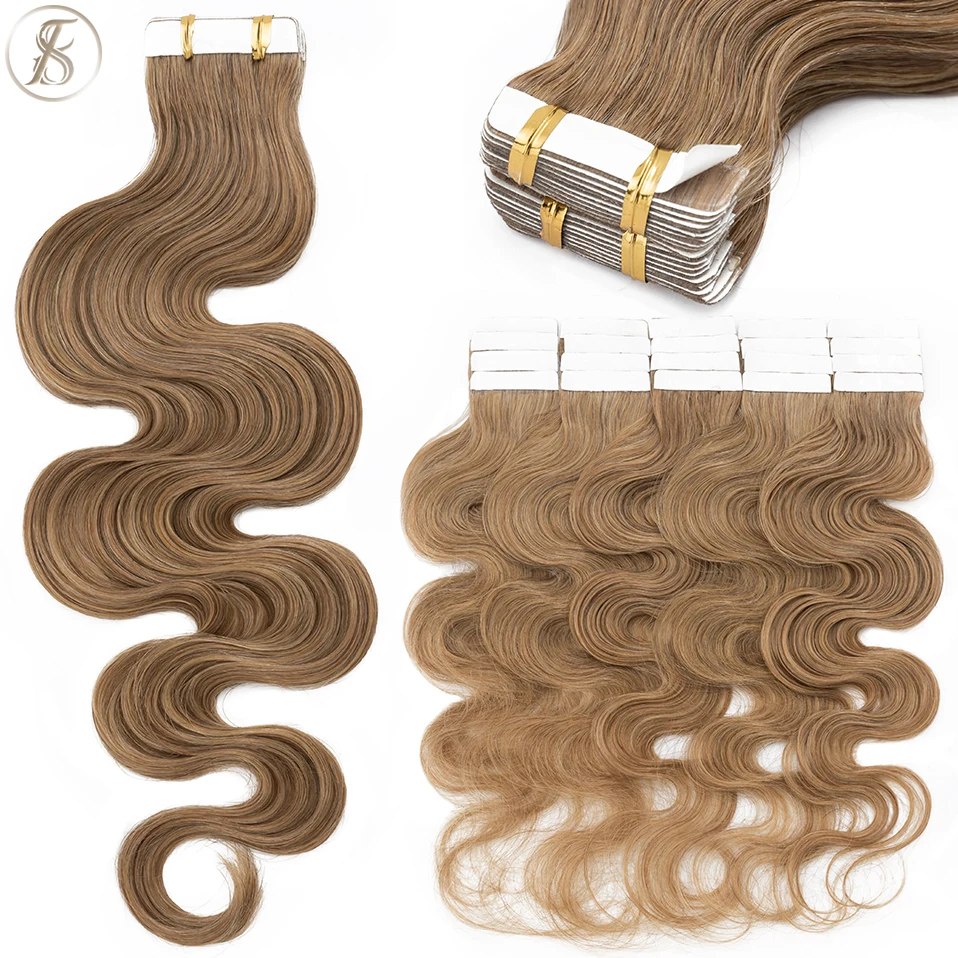 TESS 20 piezas cinta ondulada  - Invisible Tape In Extensions Real Hair reseña y precio