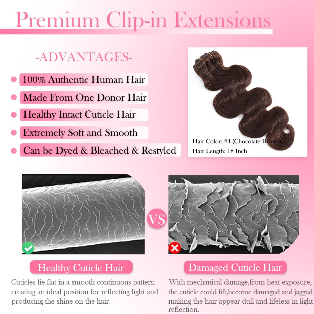 # 4 Clip de onda del cuerpo ma - Seamless Clip In Hair Extensions Human Hair reseña y precio