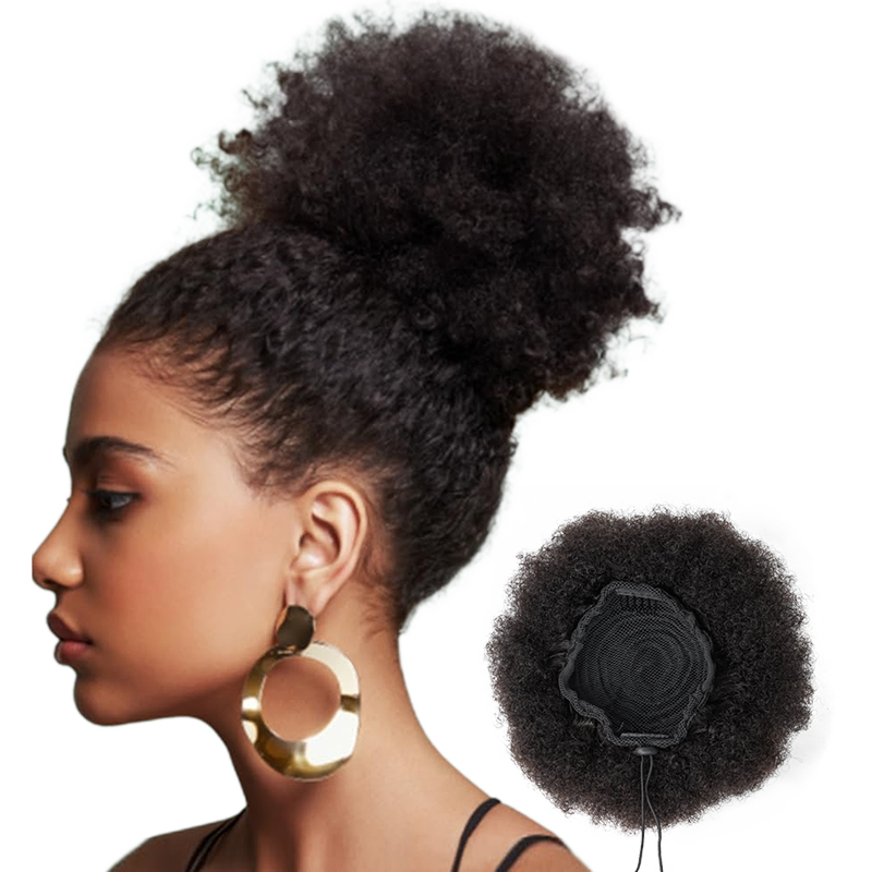100% cabello humano 8 pulgadas - Drawstring Afro Curly Puff Ponytail reseña y precio