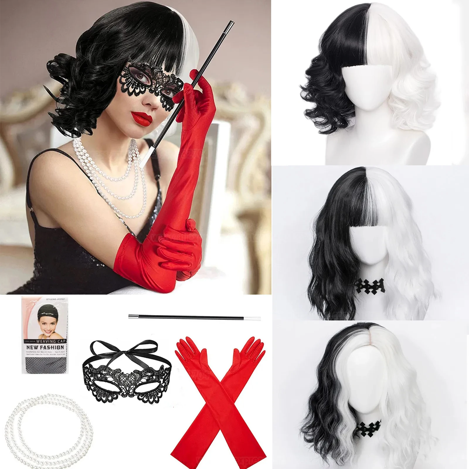 Peluca de cosplay de Cruella d - Synthetic Braided Wigs For Black Women reseña y precio