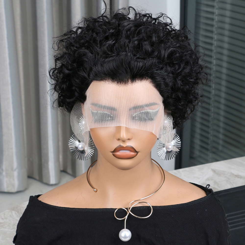 Peluca de cabello humano con c - Short Pixie Cut Wig Human Hair Cheap reseña y precio