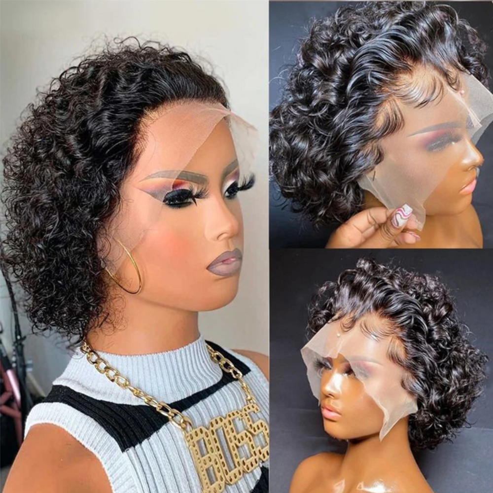 Peluca de cabello humano con c - Short Pixie Cut Wig Human Hair Cheap reseña y precio