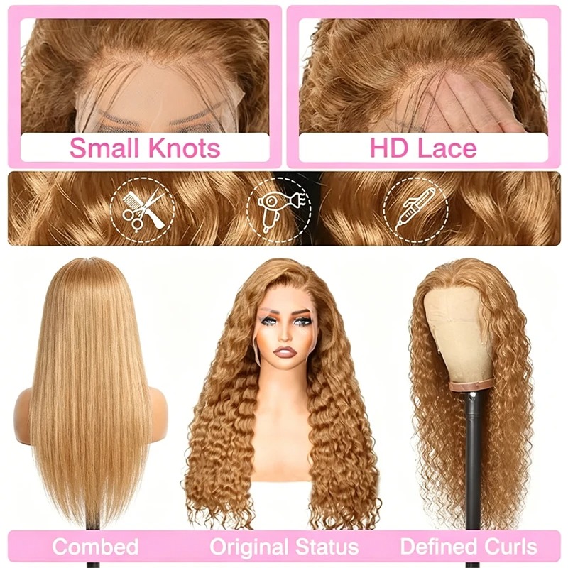 34 peluca rubia miel de 38 pul - Hd Lace Frontal Wig Human Hair Pre Plucked reseña y precio
