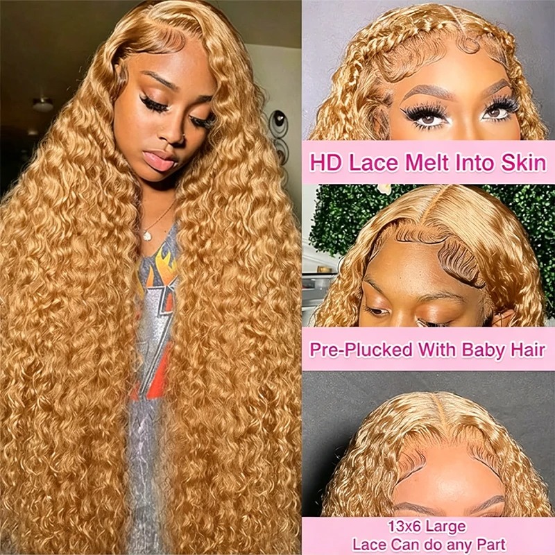 34 peluca rubia miel de 38 pul - Hd Lace Frontal Wig Human Hair Pre Plucked reseña y precio
