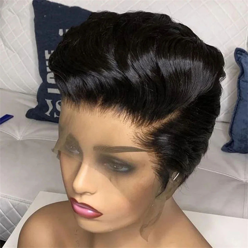 Peluca de cabello humano con c - Short Pixie Cut Wig Human Hair Cheap reseña y precio